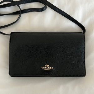 Coach Anna Foldover Clutch Crossbody In Black
